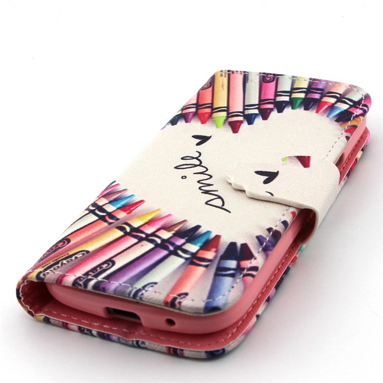 For Samsung Galaxy S4 Mini I9190 Leather Stand Case - Pencil Formed Heart Shape and Smile-6