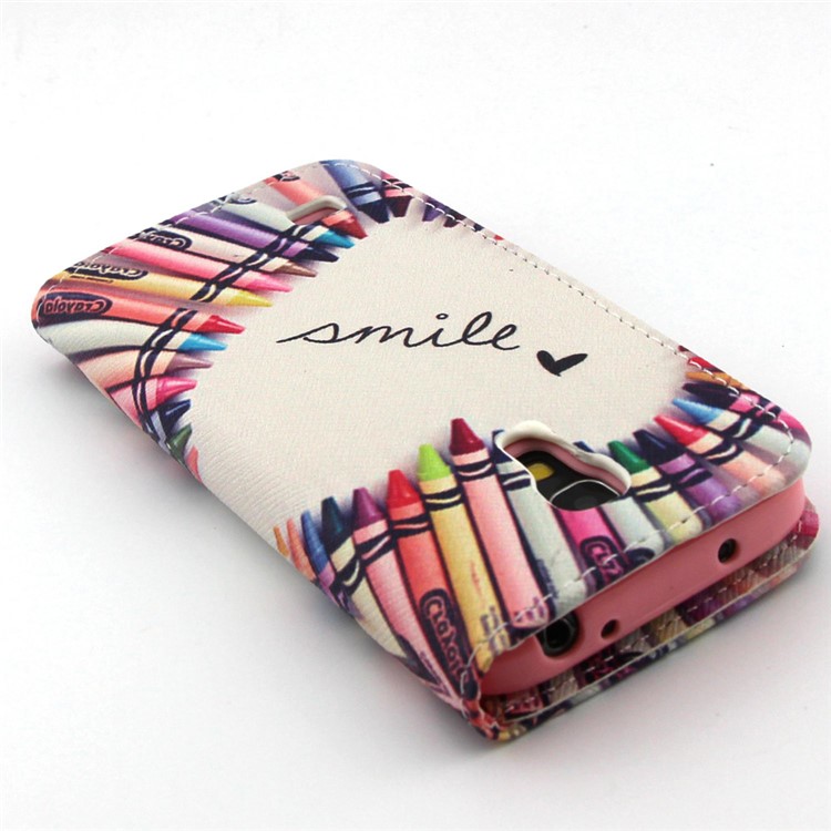 For Samsung Galaxy S4 Mini I9190 Leather Stand Case - Pencil Formed Heart Shape and Smile-7