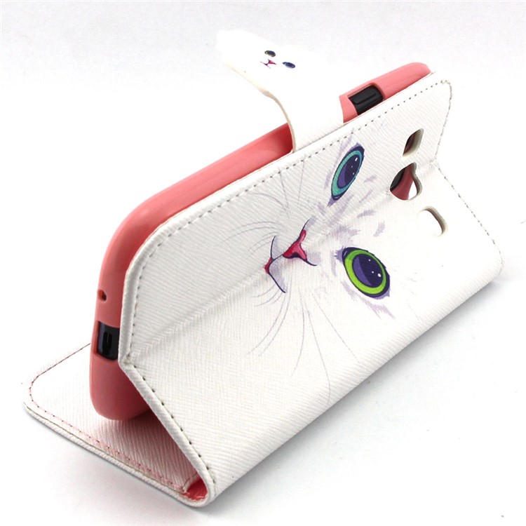 Magnetic Wallet PU Leather Case Shell for Samsung Galaxy S3 I9300 - Cat with Red Nose-3