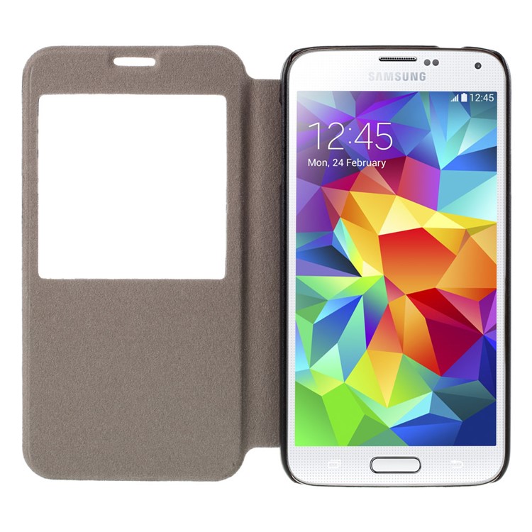 Flower Pattern View Window Leather Case for Samsung Galaxy S5 G900 / S5 Neo G903F-6