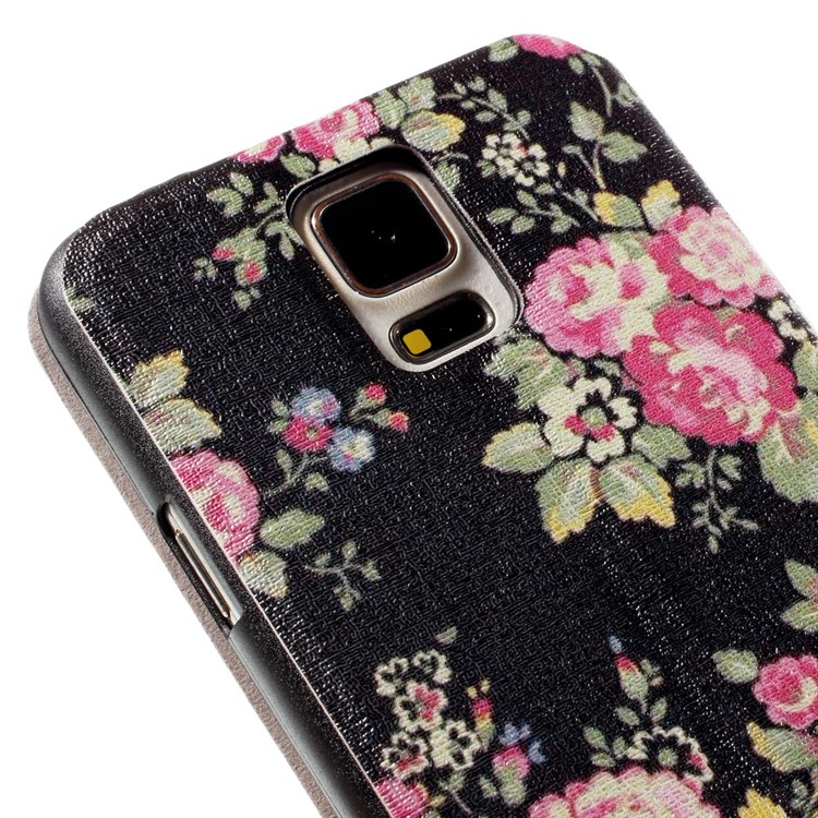 Flower Pattern View Window Leather Case for Samsung Galaxy S5 G900 / S5 Neo G903F-8