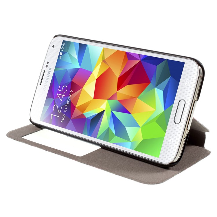 Beautiful Flower View Window Leather Stand Cover for Samsung Galaxy S5 G900 / S5 Neo G903F-4
