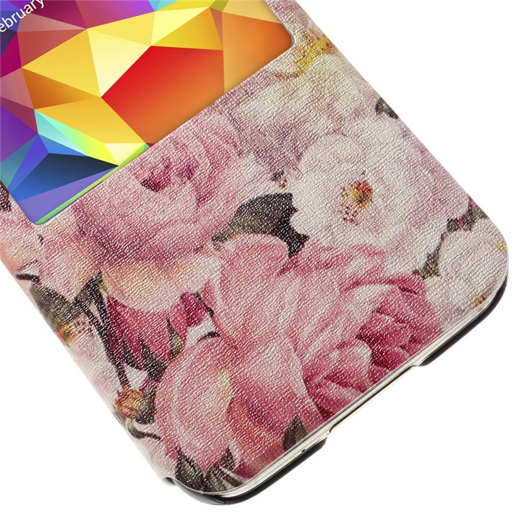 Beautiful Flower View Window Leather Stand Cover for Samsung Galaxy S5 G900 / S5 Neo G903F-7