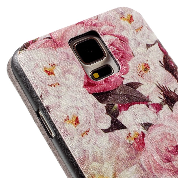 Beautiful Flower View Window Leather Stand Cover for Samsung Galaxy S5 G900 / S5 Neo G903F-8