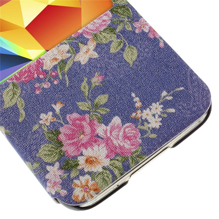 For Samsung Galaxy S5 G900 / S5 Neo G903F Flower Pattern View Window Leather Stand Cover-7