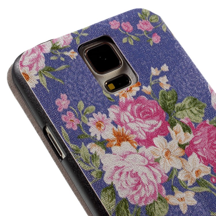 For Samsung Galaxy S5 G900 / S5 Neo G903F Flower Pattern View Window Leather Stand Cover-8