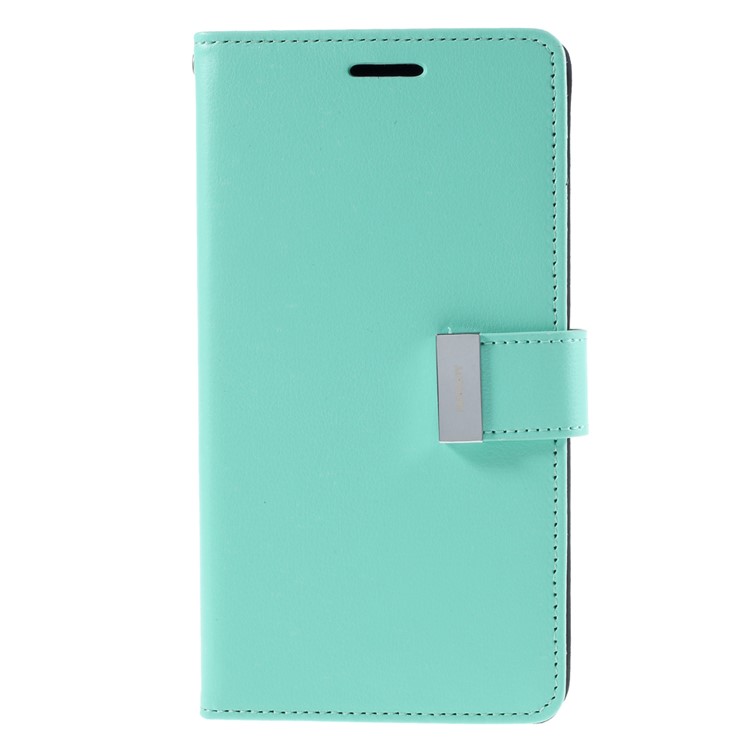 MERCURY GOOSPERY Rich Diary Leather Phone Cover for Samsung Galaxy Note 5 - Cyan-3