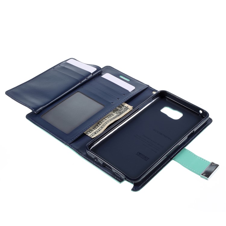 MERCURY GOOSPERY Rich Diary Leather Phone Cover for Samsung Galaxy Note 5 - Cyan-7