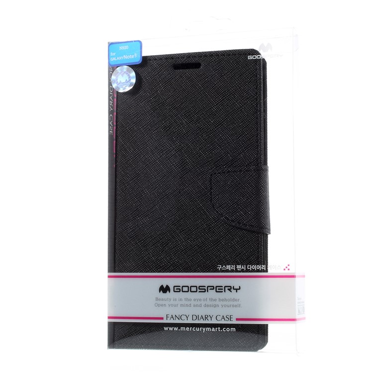 MERCURY Goospery Leather Wallet Case for Samsung Galaxy Note 5 with Stand - Black-10