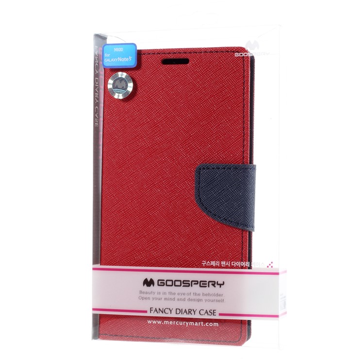 MERCURY Goospery Leather Wallet Cover for Samsung Galaxy Note 5 with Stand - Red-10