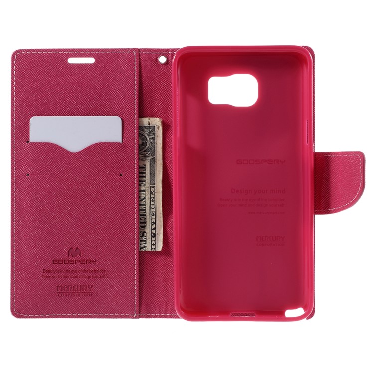 MERCURY Goospery Leather Wallet Cover for Samsung Galaxy Note 5 with Stand - Pink-6