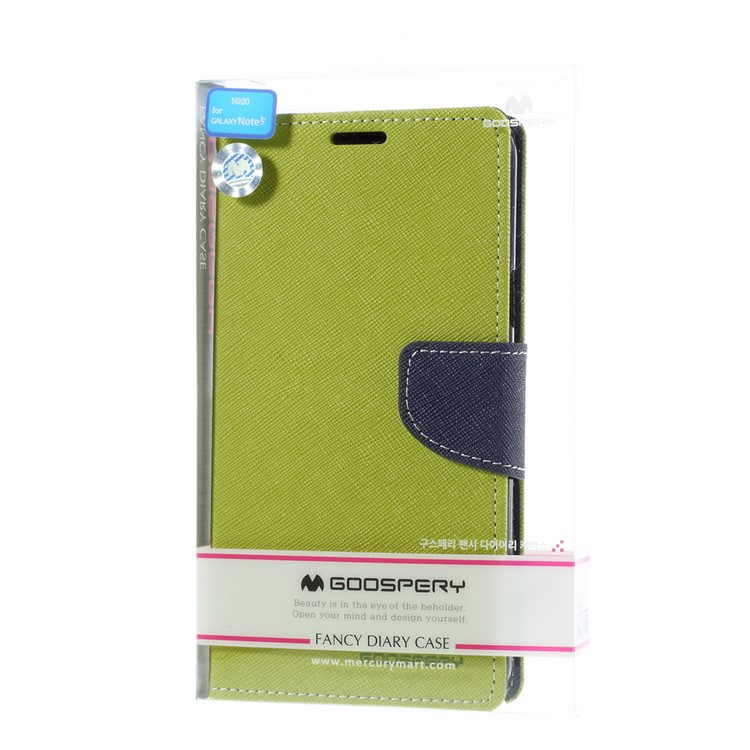 MERCURY Goospery Leather Wallet Cover for Samsung Galaxy Note 5 with Stand - Green-10