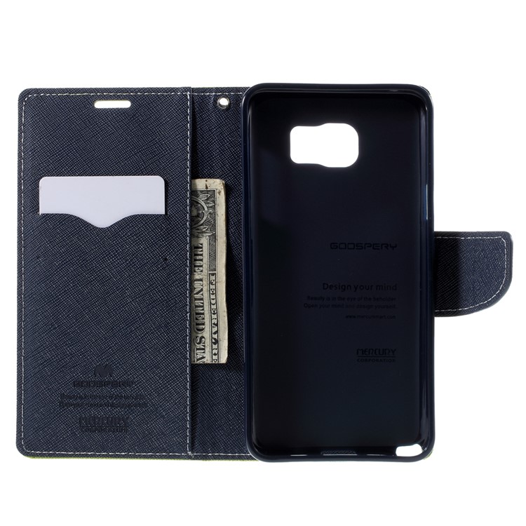 MERCURY Goospery Leather Wallet Cover for Samsung Galaxy Note 5 with Stand - Green-6