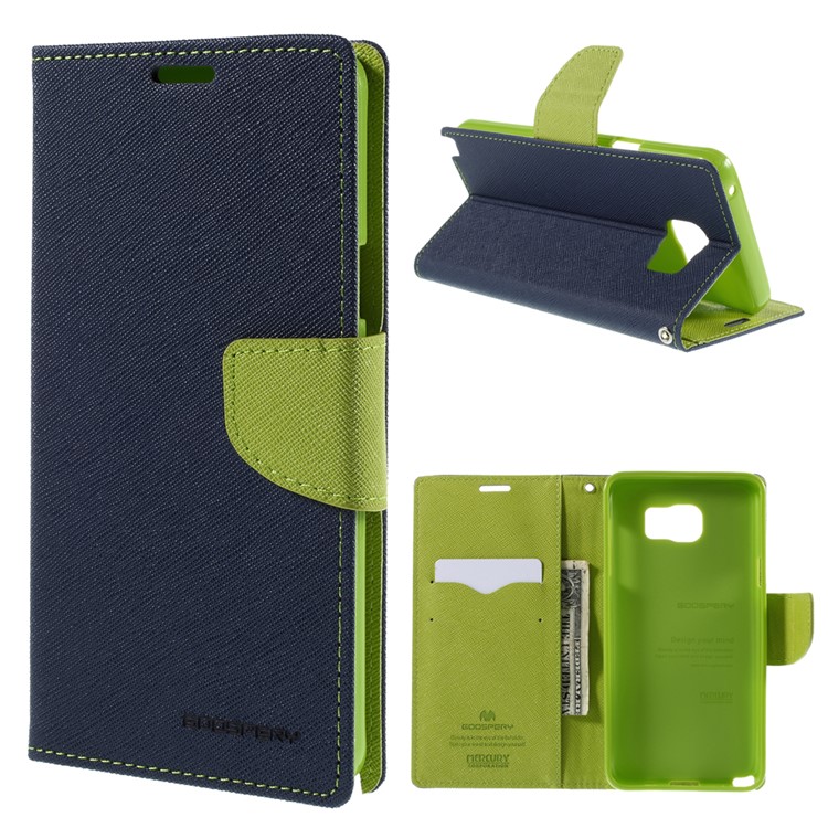 MERCURY Goospery Leather Wallet Cover for Samsung Galaxy Note 5 with Stand - Blue-1