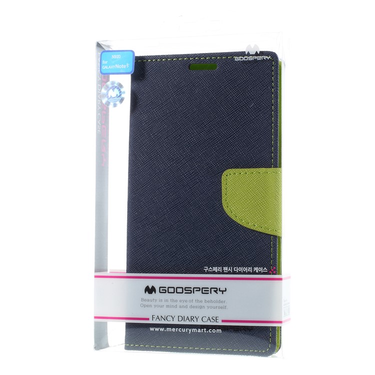 MERCURY Goospery Leather Wallet Cover for Samsung Galaxy Note 5 with Stand - Blue-10