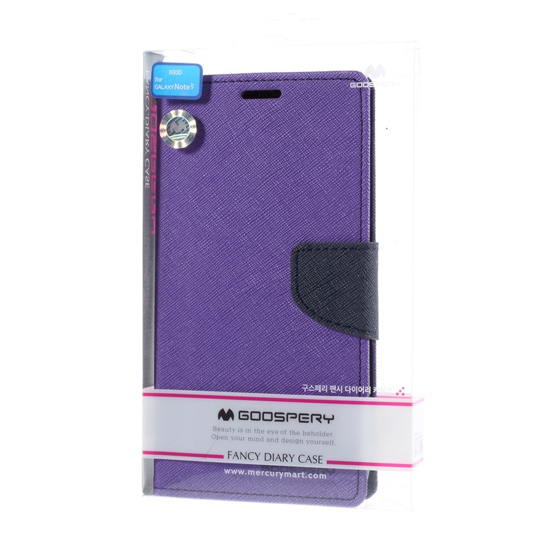 MERCURY Goospery Leather Wallet Cover for Samsung Galaxy Note 5 with Stand - Purple-10