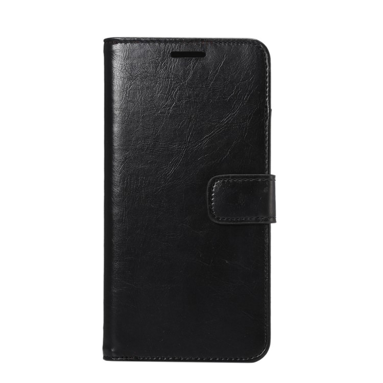 For Samsung Galaxy S6 Edge Plus G928 Crazy Horse PU Leather Stand Case Card Slots - Black-3