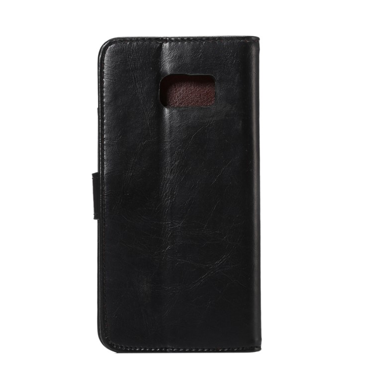 For Samsung Galaxy S6 Edge Plus G928 Crazy Horse PU Leather Stand Case Card Slots - Black-4