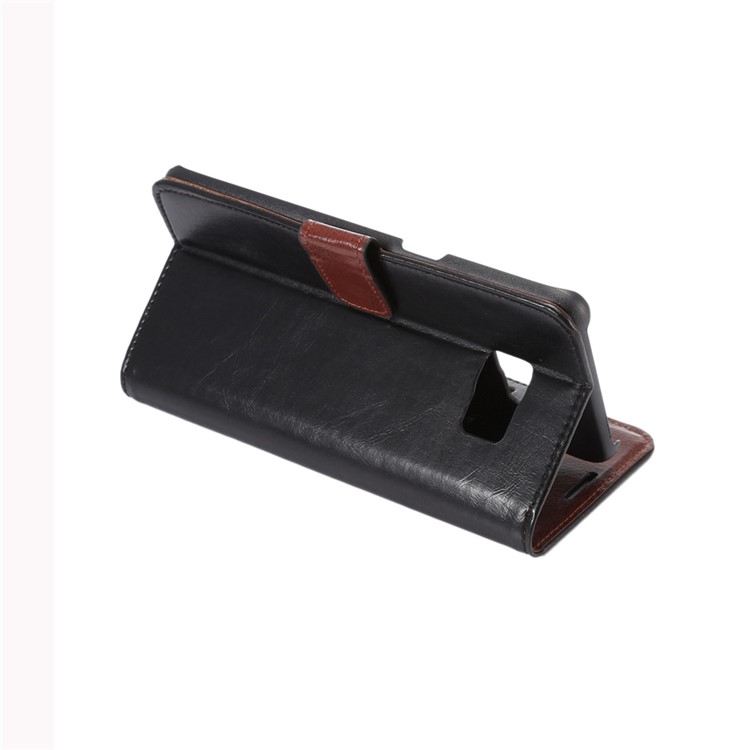 For Samsung Galaxy S6 Edge Plus G928 Crazy Horse PU Leather Stand Case Card Slots - Black-5