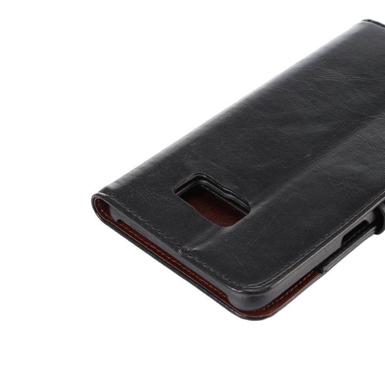 For Samsung Galaxy S6 Edge Plus G928 Crazy Horse PU Leather Stand Case Card Slots - Black-7