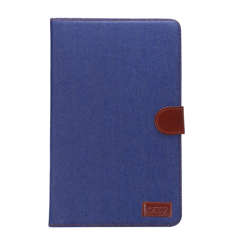 Jeans Cloth Leather Wallet Stand Cover for Samsung Galaxy Tab E 9.6 T560 - Dark Blue-2