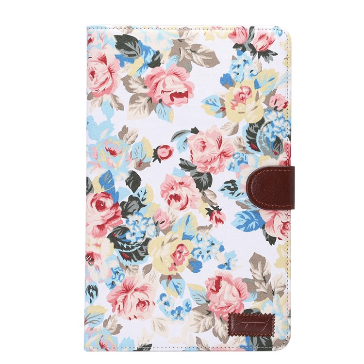 Flowers Leather Wallet Cover for Samsung Galaxy Tab E 9.6 T560 with Stand - White-2