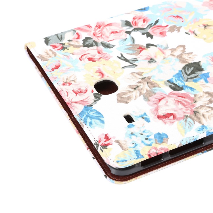 Flowers Leather Wallet Cover for Samsung Galaxy Tab E 9.6 T560 with Stand - White-6