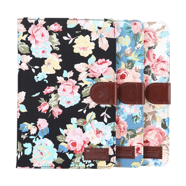 Flowers Leather Wallet Cover for Samsung Galaxy Tab E 9.6 T560 with Stand - White-8