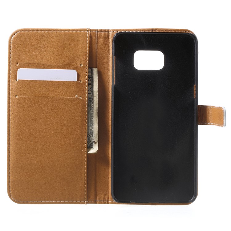 Magnetic Wallet Leather Protective Case for Samsung Galaxy S6 edge Plus G928 - Blue Butterfly-5
