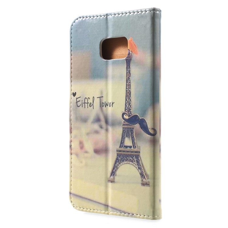 Wallet Leather Phone Stand Cover for Samsung Galaxy S6 edge Plus G928 - Eiffel Tower-2