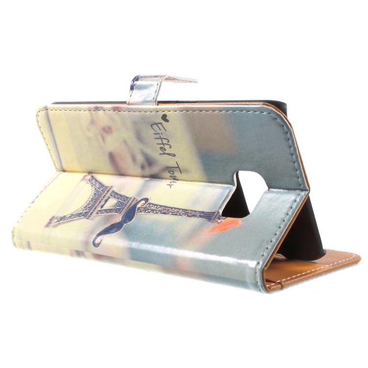 Wallet Leather Phone Stand Cover for Samsung Galaxy S6 edge Plus G928 - Eiffel Tower-3