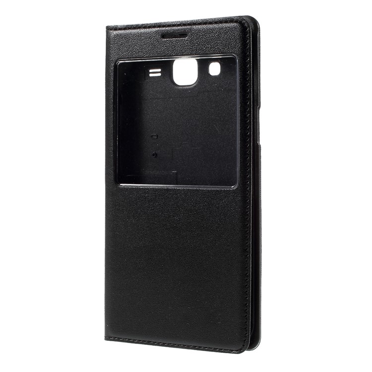 View Window Leather Battery Housing Case for Samsung Galaxy J5 SM-J500F - Black-2