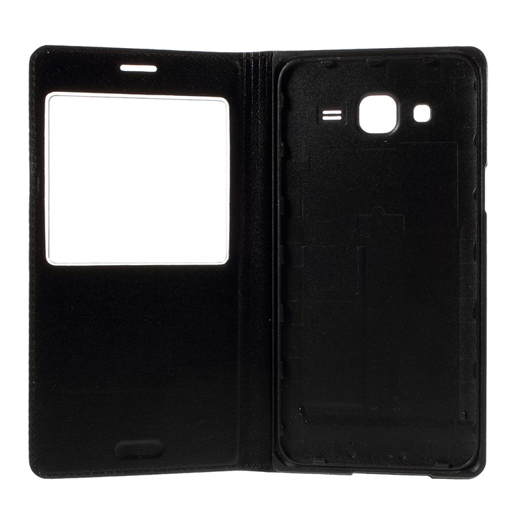View Window Leather Battery Housing Case for Samsung Galaxy J5 SM-J500F - Black-7
