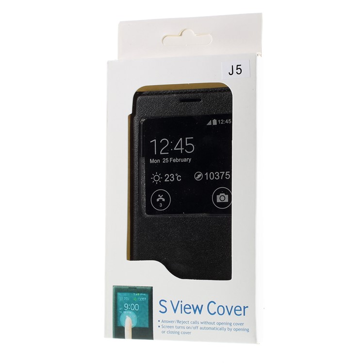 View Window Leather Battery Housing Case for Samsung Galaxy J5 SM-J500F - Black-9