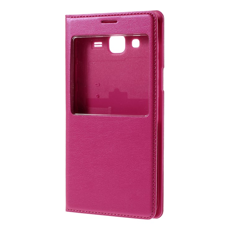 View Window Leather Flip Battery Housing Shell for Samsung Galaxy J5 SM-J500F - Rose-2
