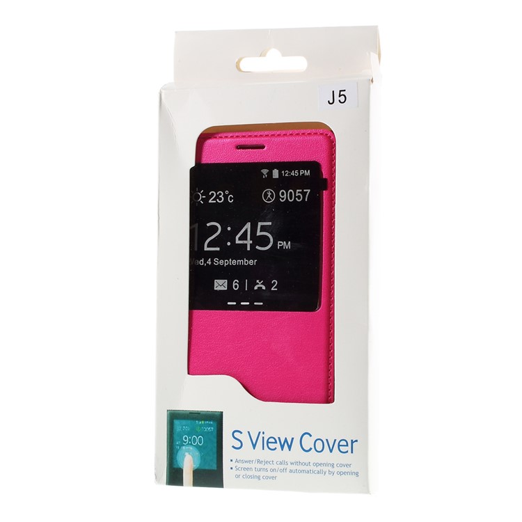 View Window Leather Flip Battery Housing Shell for Samsung Galaxy J5 SM-J500F - Rose-9