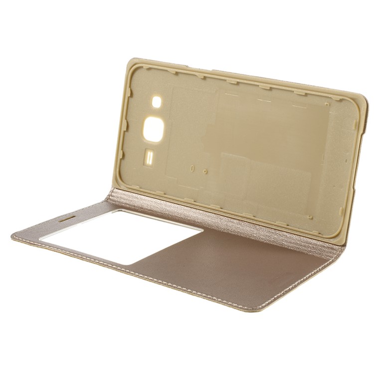 View Window Leather Flip Battery Housing Cover for Samsung Galaxy J5 SM-J500F - Champagne-8