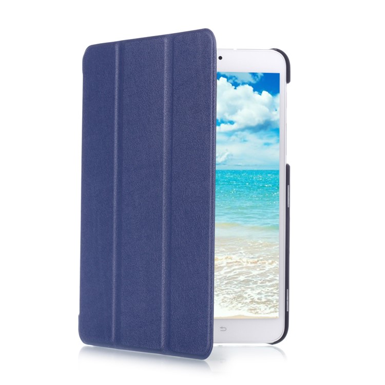 Tri-fold Stand Lychee Leather Smart Case for Samsung Galaxy Tab S2 8.0 T715 T710 - Dark Blue-3