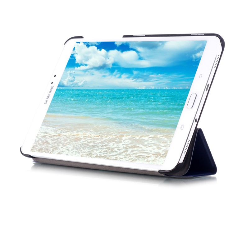 Tri-fold Stand Lychee Leather Smart Case for Samsung Galaxy Tab S2 8.0 T715 T710 - Dark Blue-5