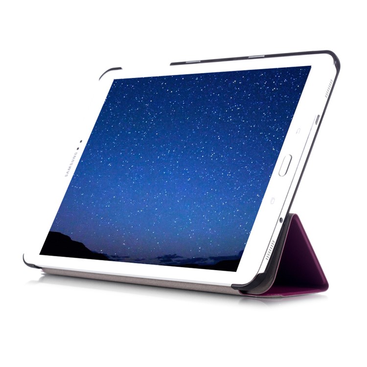 Tri-fold Leather Smart Cover for Samsung Galaxy Tab S2 9.7 T810 T815 Lychee Texture - Purple-5