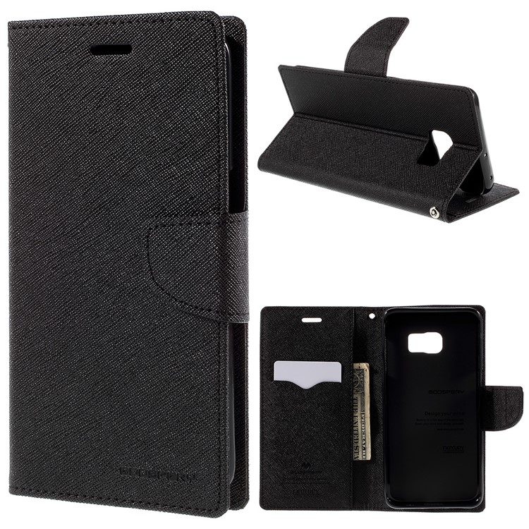 MERCURY Goospery Leather Wallet Case for Samsung Galaxy S6 edge Plus G928 with Stand - Black-1