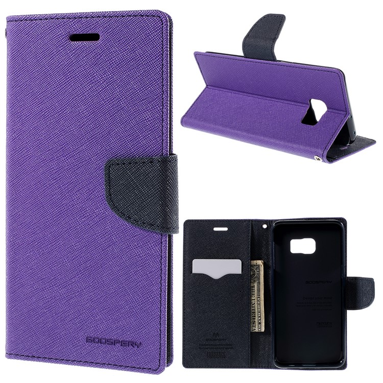 MERCURY Goospery Wallet Leather Cover for Samsung Galaxy S6 edge Plus G928 - Purple-1