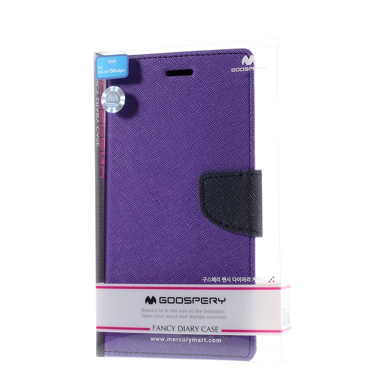 MERCURY Goospery Wallet Leather Cover for Samsung Galaxy S6 edge Plus G928 - Purple-10