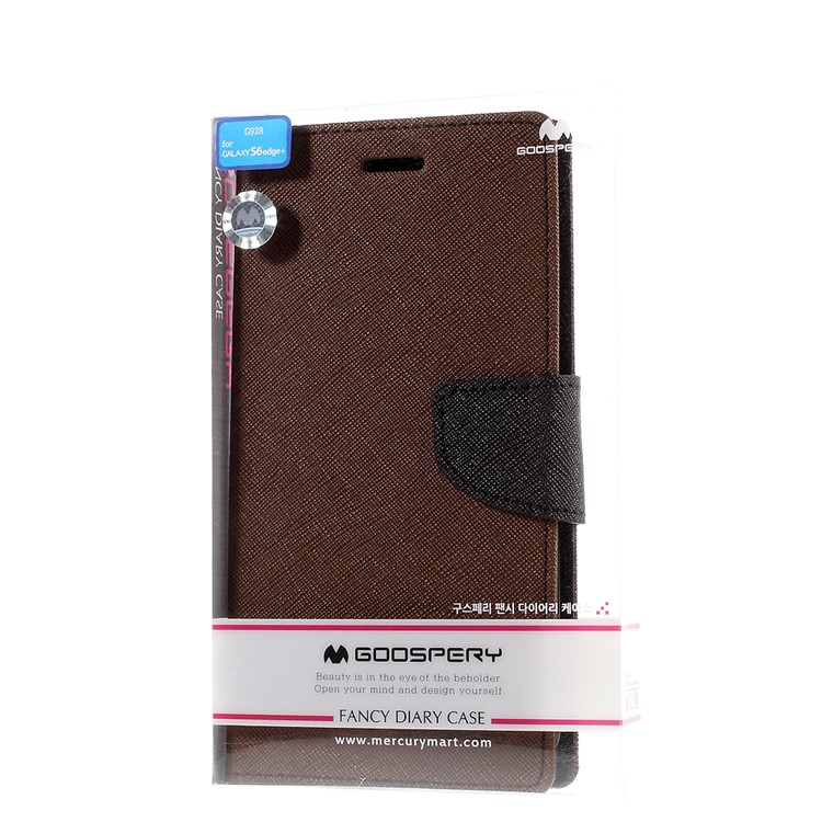 MERCURY Goospery Wallet Leather Shell for Samsung Galaxy S6 edge Plus G928 - Brown-10