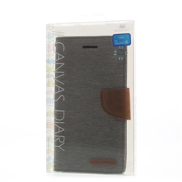 MERCURY GOOSPERY Canvas Leather Case Wallet for Samsung Galaxy J5 SM-J500F - Grey-10