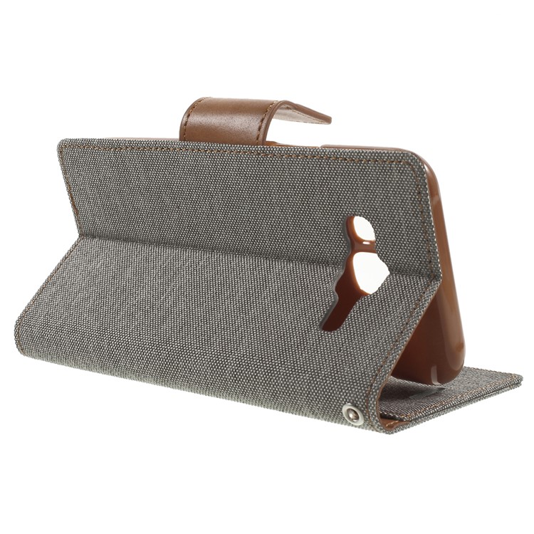 MERCURY GOOSPERY Canvas Leather Case Wallet for Samsung Galaxy J5 SM-J500F - Grey-3