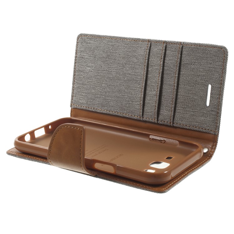 MERCURY GOOSPERY Canvas Leather Case Wallet for Samsung Galaxy J5 SM-J500F - Grey-5