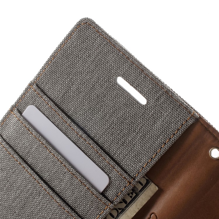 MERCURY GOOSPERY Canvas Leather Case Wallet for Samsung Galaxy J5 SM-J500F - Grey-6