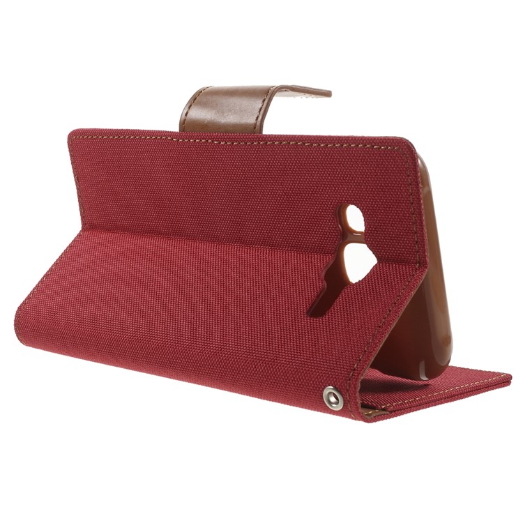 MERCURY GOOSPERY Canvas Leather Cover Wallet for Samsung Galaxy J5 SM-J500F - Red-3