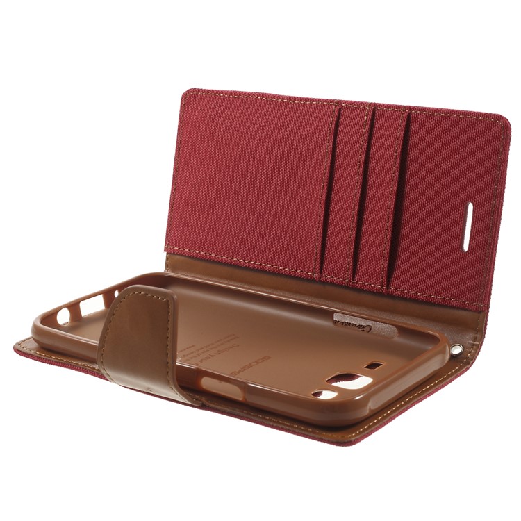MERCURY GOOSPERY Canvas Leather Cover Wallet for Samsung Galaxy J5 SM-J500F - Red-5
